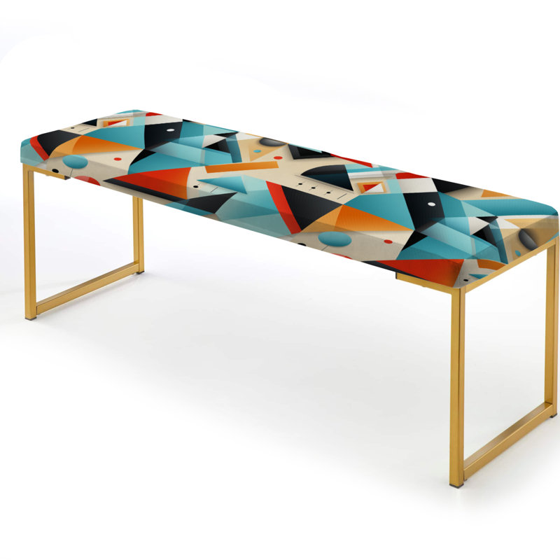Motif géométrique triangulaire Revival - Banc géométrique rembourré or