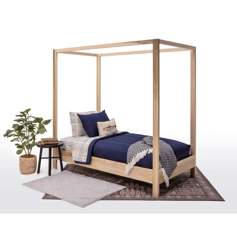 Khwaja Acadia Solid Wood Four Poster Bed, Twin