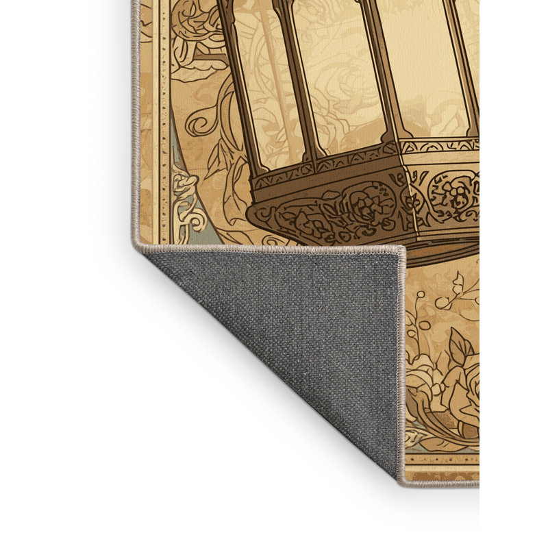 Tapis doux et moelleux à motif floral beige, 4 x 6