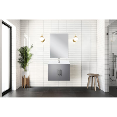 24 In. W X 22 D Dark Grey Bath Vanity, White Quartz Top, Faucet Included & 18 Mirror - And Scratch- Build For Long-Term Use 24" 22" Bathroom 18" Long-Lasting Construction