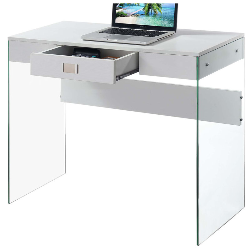 Bureau d'écriture avec 1 tiroir Allegonda, Blanc