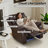 39'' Wide Modern Upholstered Faux Leather Power Recliner Chair With Built-In USB & Storage-194653151