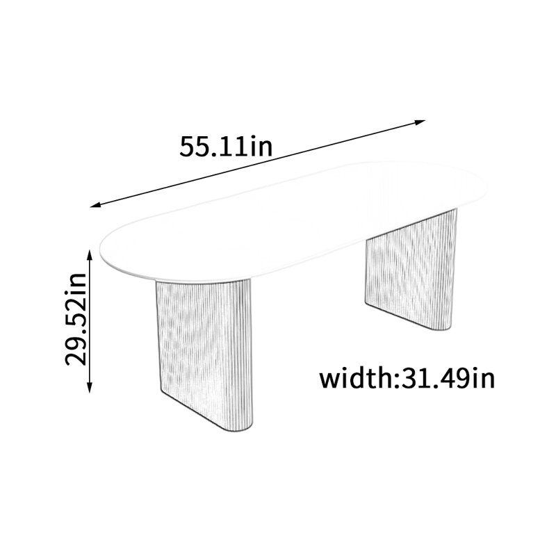 Table de salle à manger moderne et minimaliste, H 29,52 po x L 55,11 po x l 31,49 po, White