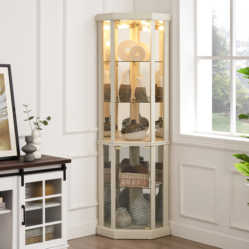 Vitrine d'angle avec vitrine de coin, Blanc antique