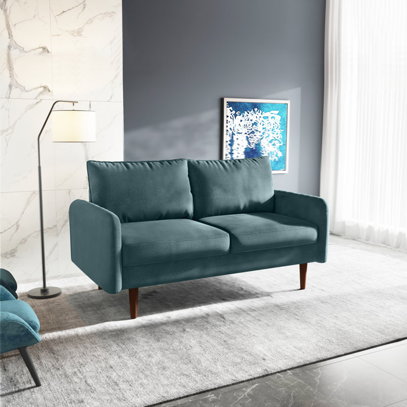 Causeuse Anacapa, Velours bleu de Prusse