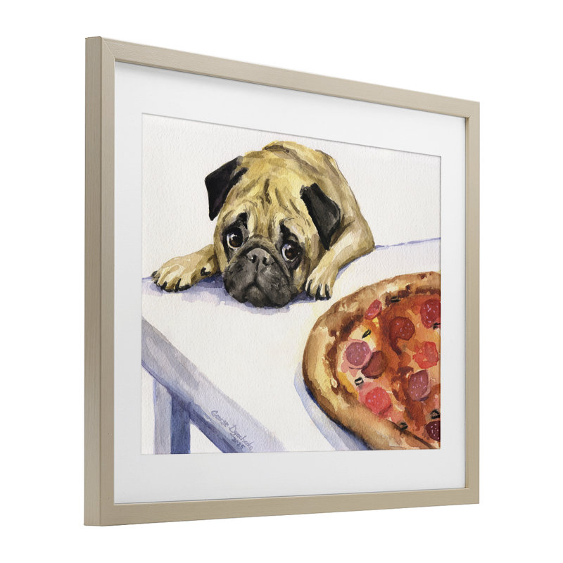 Carlin qui veut vraiment une pizza, reproduction sous verre, conception de George Dyachenko, 17" H x 21" W