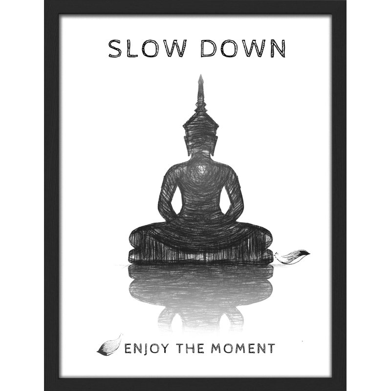 "Affiche d'une silhouette de Bouddha noir et blanc inspirante" sur papier, Blanc, H 16 po x l 12 po