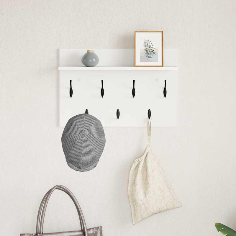Wall-Mounted Coat Rack With Shelf 60 X 40 X 12 Cm, White