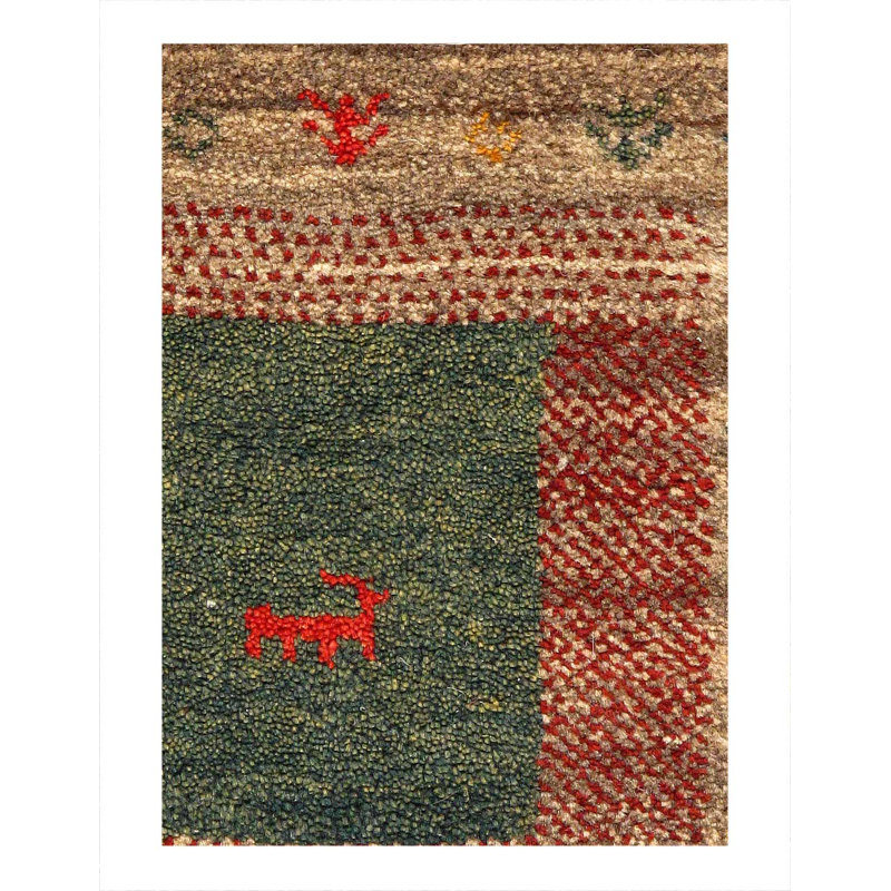 Tapis persan rouille et beige Gabbeh Lori Baft