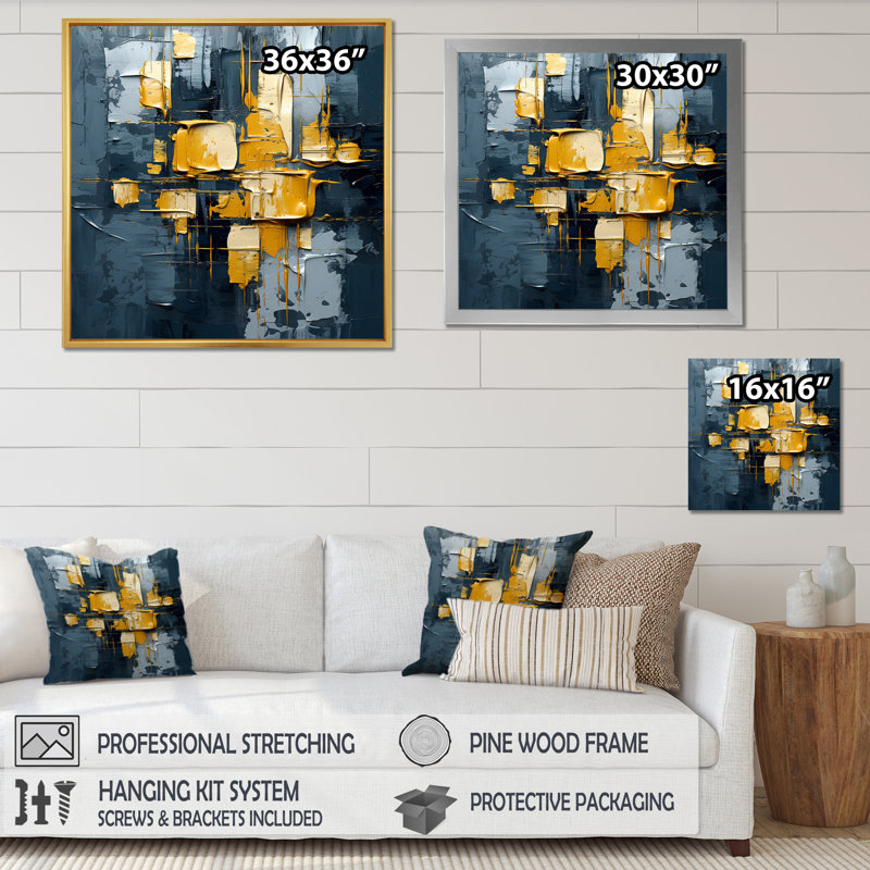 «Dialogue with Hope Abstraction On Retro Blue I», reproduction d'art sur toile, H 36 po x l 36 po x P 1,5 po
