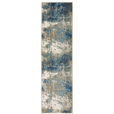 Tapis abstrait bleu / gris / beige