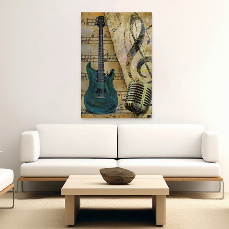 Guitare II, art contemporain abstrait, H 60 po x l 40 po