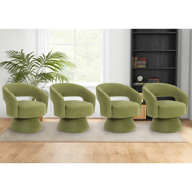 Fauteuil d'appoint pivotant moderne en microfibre 27,8 po Markeita, Vert, 4