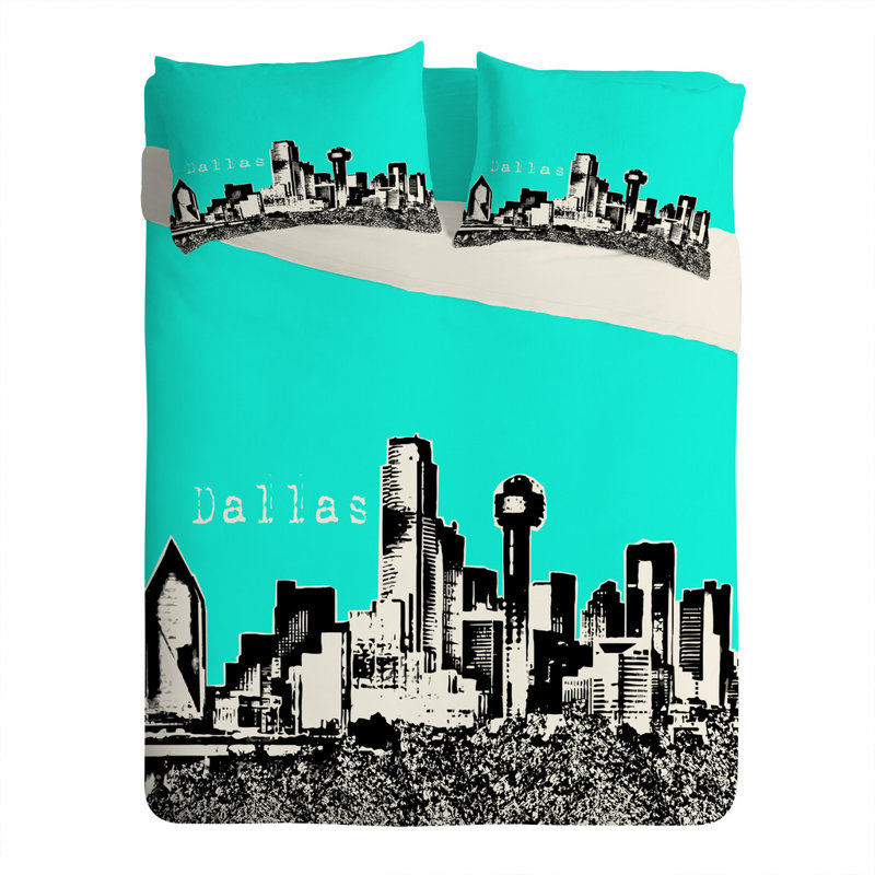 Bird Ave Dallas Pillowcase, Aqua, King