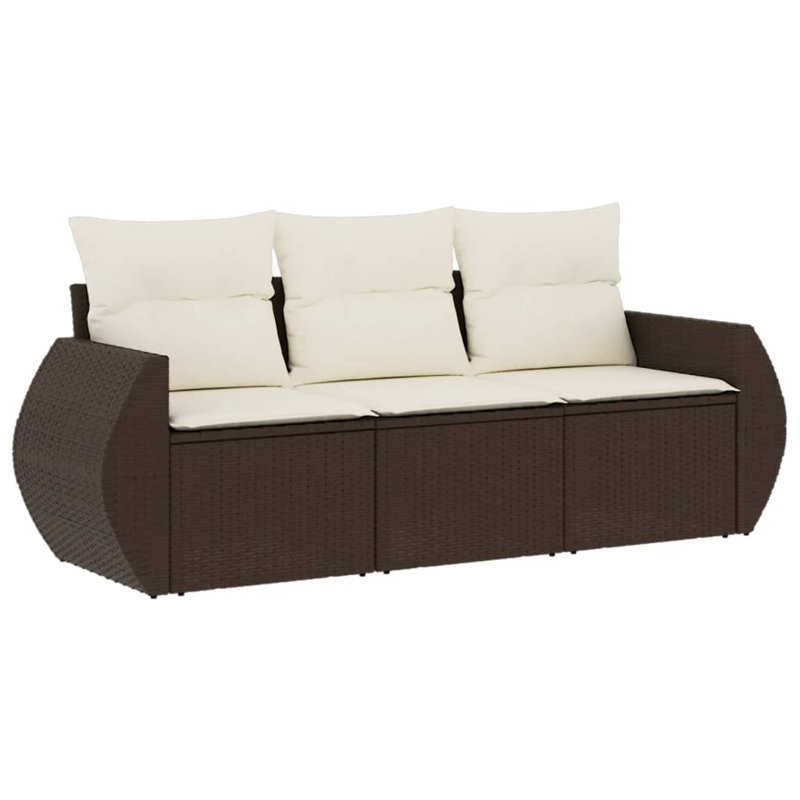 Ensemble de canapé de jardin modulaire en rotin PE 3 places Vidaxl