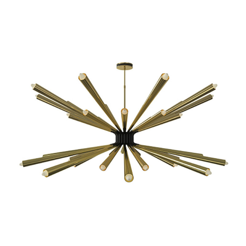 Lustre suspendu Spoutnik Dorsey, Nickel brossé, 40” Diameter x 20“ Height