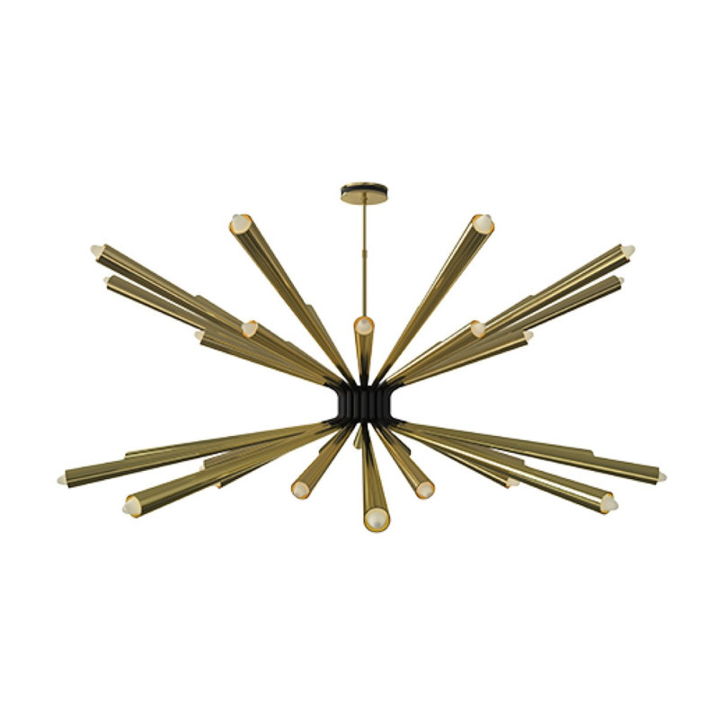 Lustre suspendu Spoutnik Dorsey, 22” Diameter x14“ Height, Laiton brossé