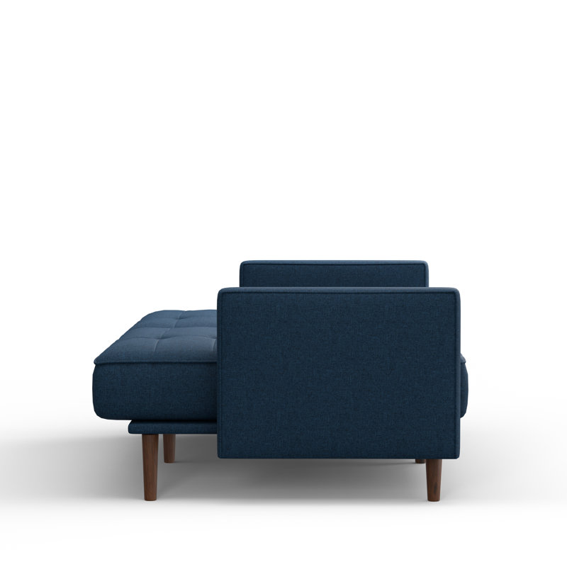 Canapé-lit à accoudoirs carrés 81,5 po avec capitonnage à 8 boutons de style rétro MCM, Bleu marine