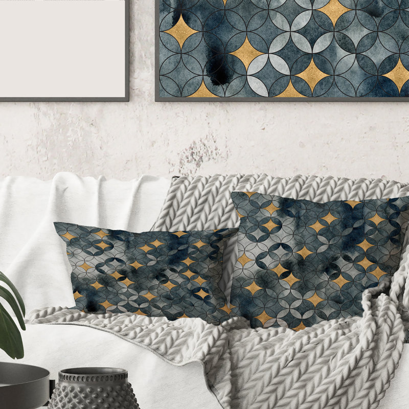 Housse et insert de coussin carré croisé avec cercles croisés, 18" x 18"