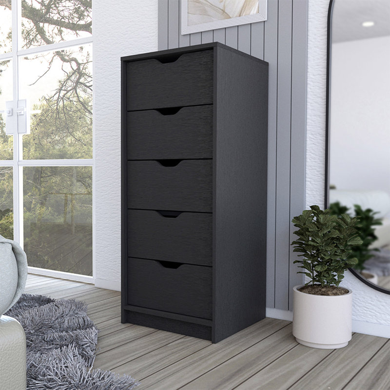 Kamran Dresser Kamran, Five Drawer Narrows, Width X 17,7, Black