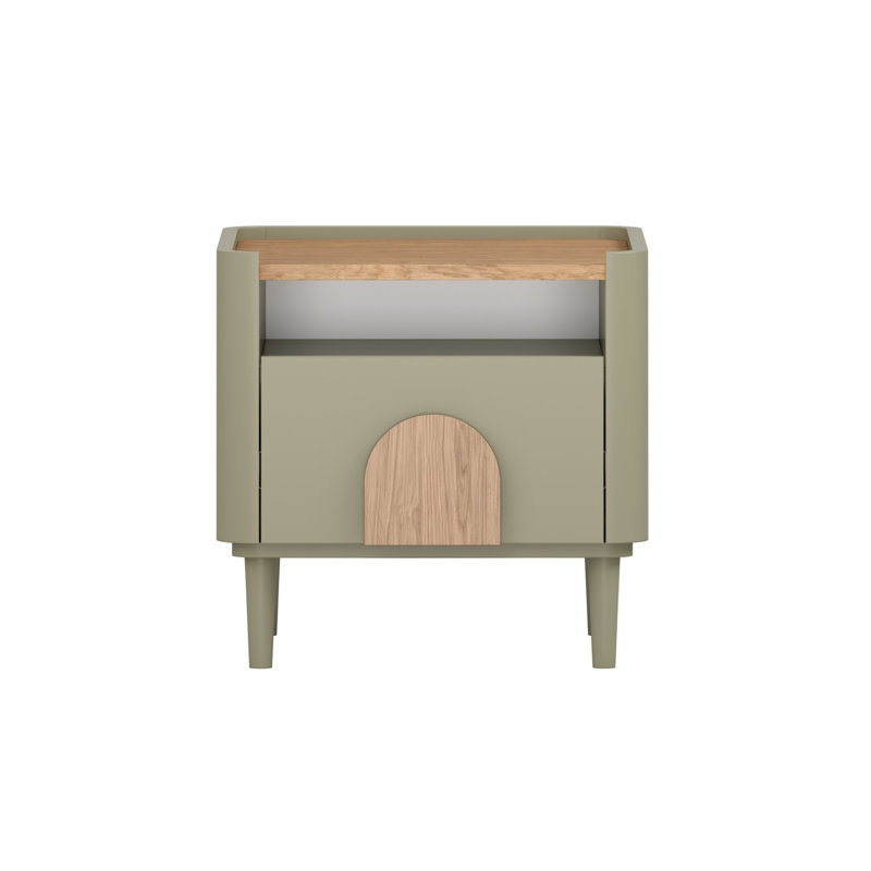 Sadeen 50cm W Manufactured Wood Bedside Table, Green/Brown