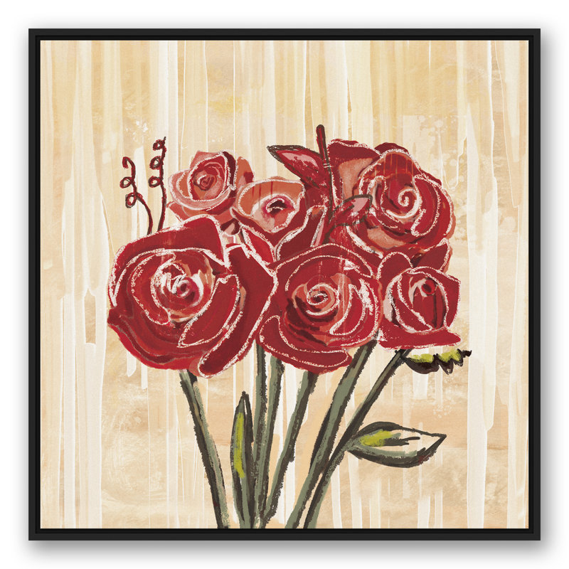 « painted red rose bouquet », reproduction d’art sur toile, Toile tendue, H 12 po x l 12 po
