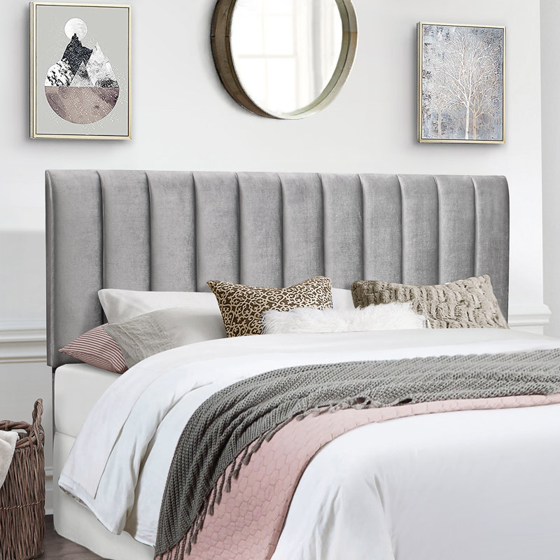 Angiola Upholstered Headboard, King, Gray