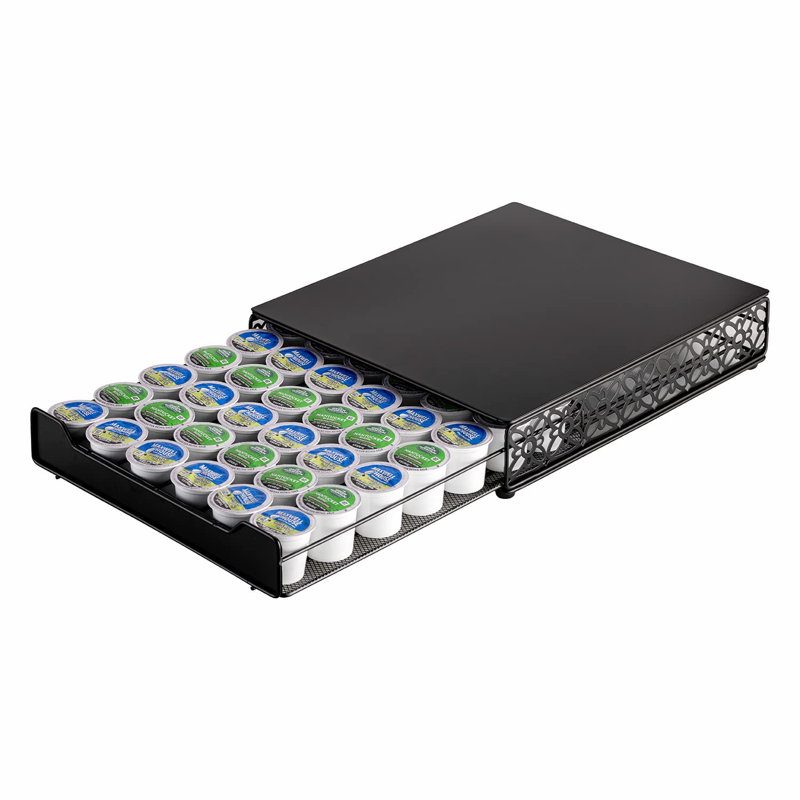 Tiroir de rangement pour dosettes de café, organisateur pour Keurig (42 dosettes, fer)