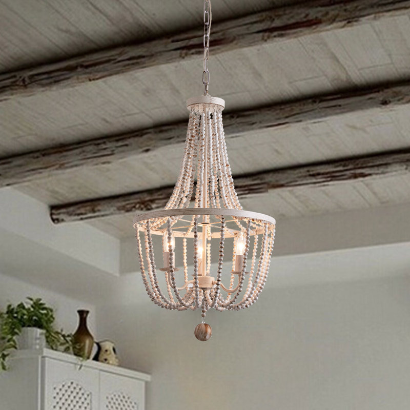 Lustre empire unique à 3 lumières Shander, Blanc