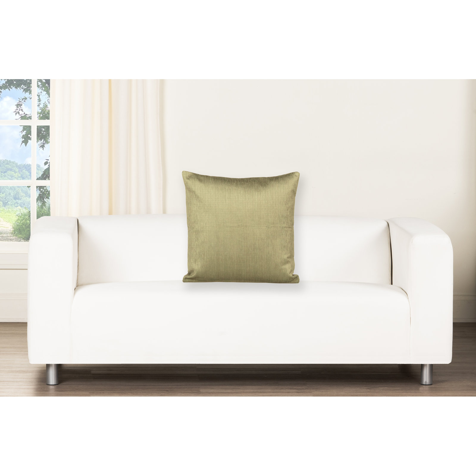 All Modern Wild Fern Stripe Throw Pillow, Feather, Square 16"