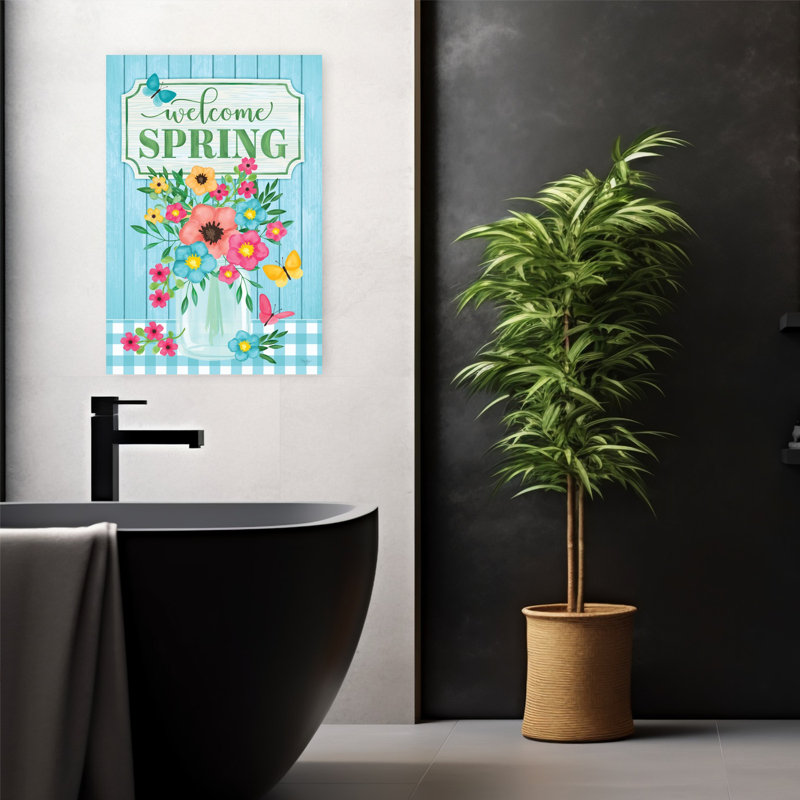 Welcome Spring Contemporary Spring Flower Art, 24" H x 16" W