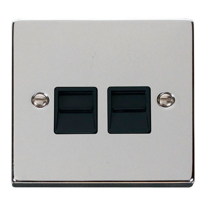 Polished Chrome Secondary Telephone Twin Socket