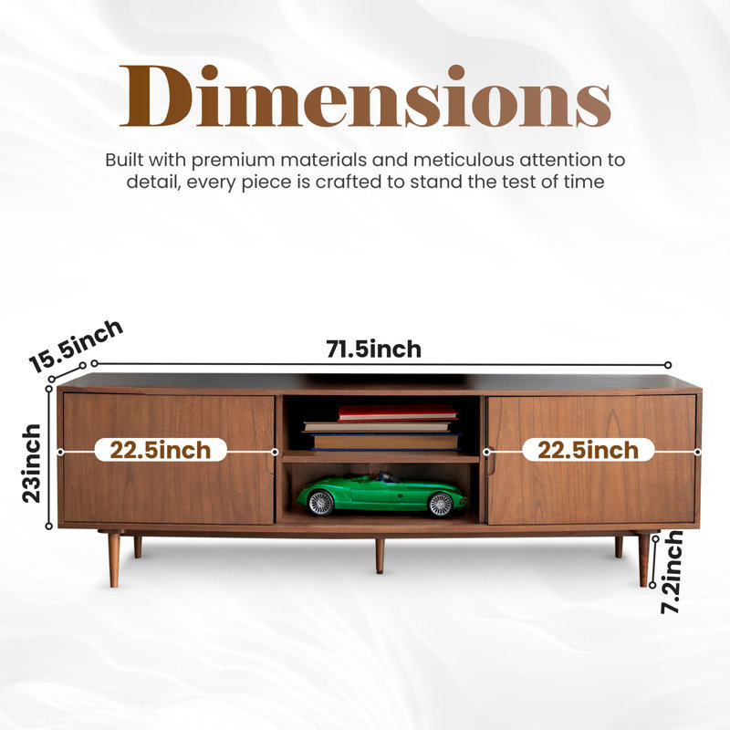 72" TV Stand upto 90 Inch TV for Living Room with Adjustable Shelves,Doors