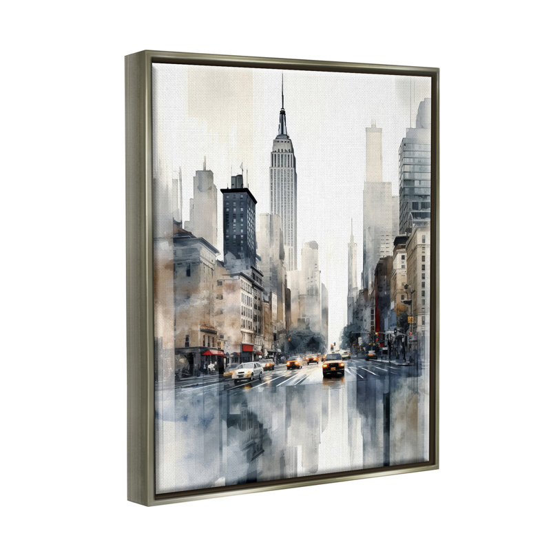 New York Urban City, Cadre flottant gris lustré, H 21 po x l 17 po x P 1,7 po