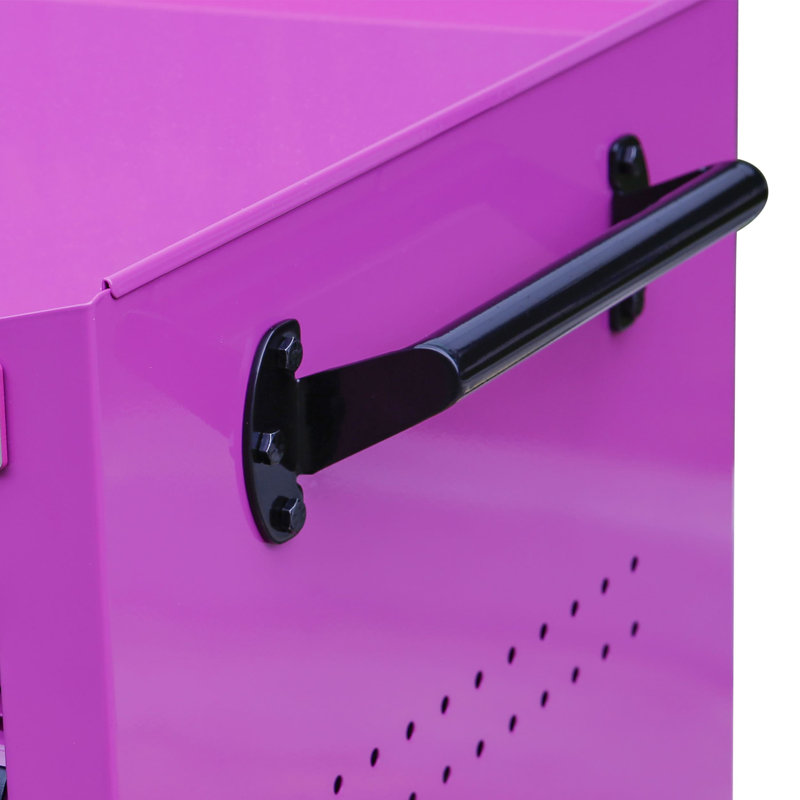Pink Heavy-Duty Steel Rolling Tool Cabinet with 5 Drawers