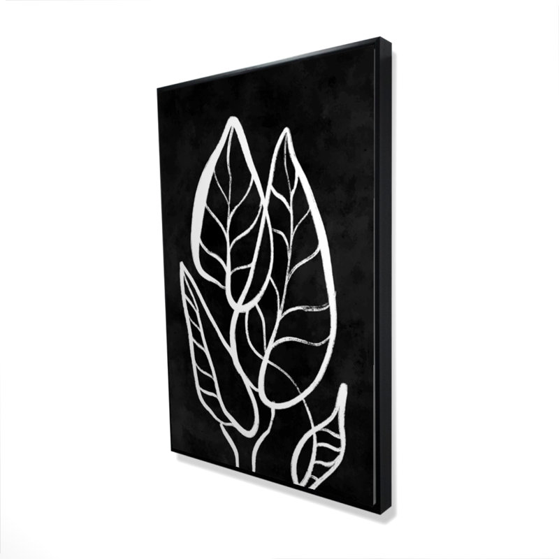 Minimalist Leaves Abstract White Framed Canvas | Home Decor