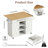 50"W Kitchen Island with Drop-Leaf Countertop, White Rolling Kitchen Storage Cabinet with Locking Wheels-1140143155