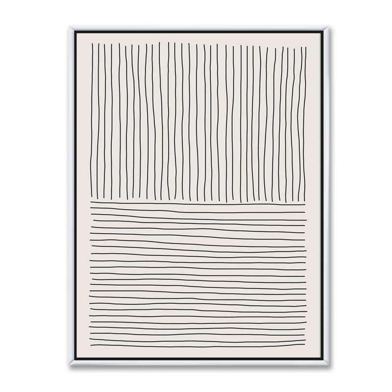 Minimal Geometric Lines III - reproduction de cadre flottant sur toile, Toile blanche encadrée, H 46 po x l 36 po x P 1,5 po