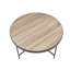 Table basse en chêne gris patiné avec garniture décorative en métal et base