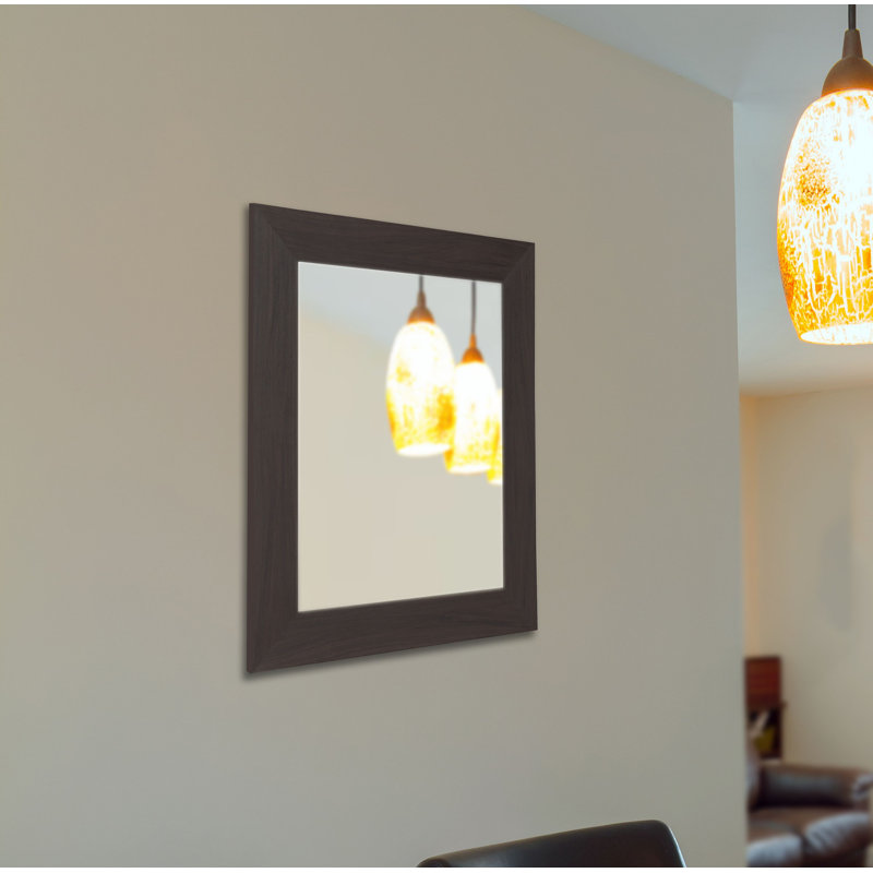 Miroir mural moderne et contemporain, H 38,5 po x l 32,5 po, Noyer brun foncé