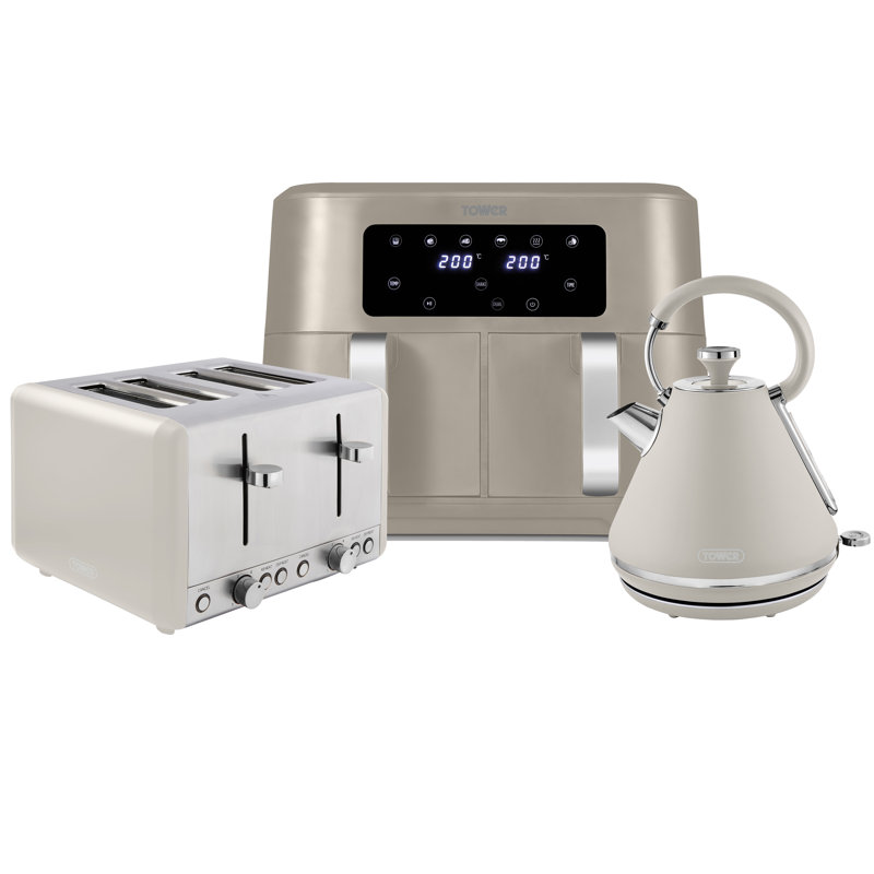Tower Cavaletto 1.7L Electric Tea Kettle, 4 Slice Toaster and 8.5L Dual Basket Air Fryer