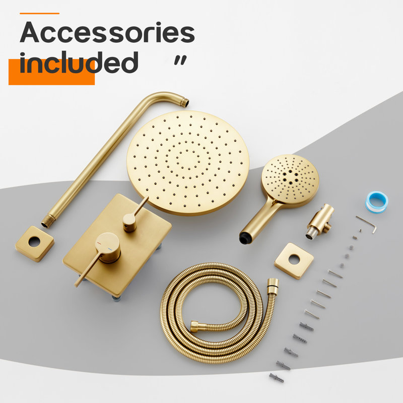 Bathroom Shower System, Brushed Gold