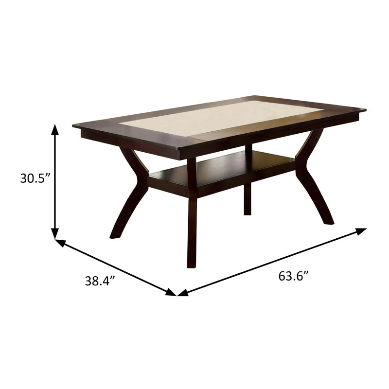 Table de salle à manger l 63,6 po, cerisier foncé / ivoire, Cerisier foncé / ivoire