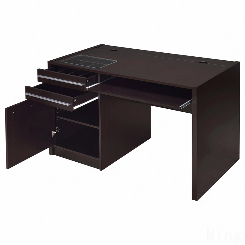 Bureau d'ordinateur Cappuccino, 2 tiroirs