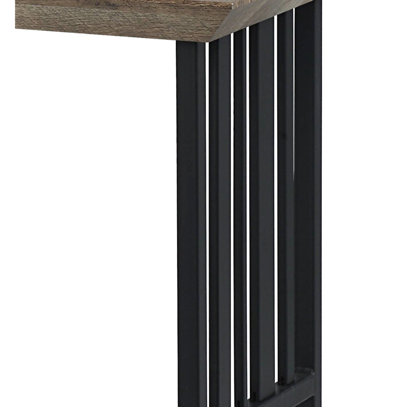 Table de finition en chêne antique - Surface rectangulaire à différentes fins Base de traîneau en métal robuste H 30 po x l 47 po x P 15 po de style industriel avec base, espaces de vie pratiques