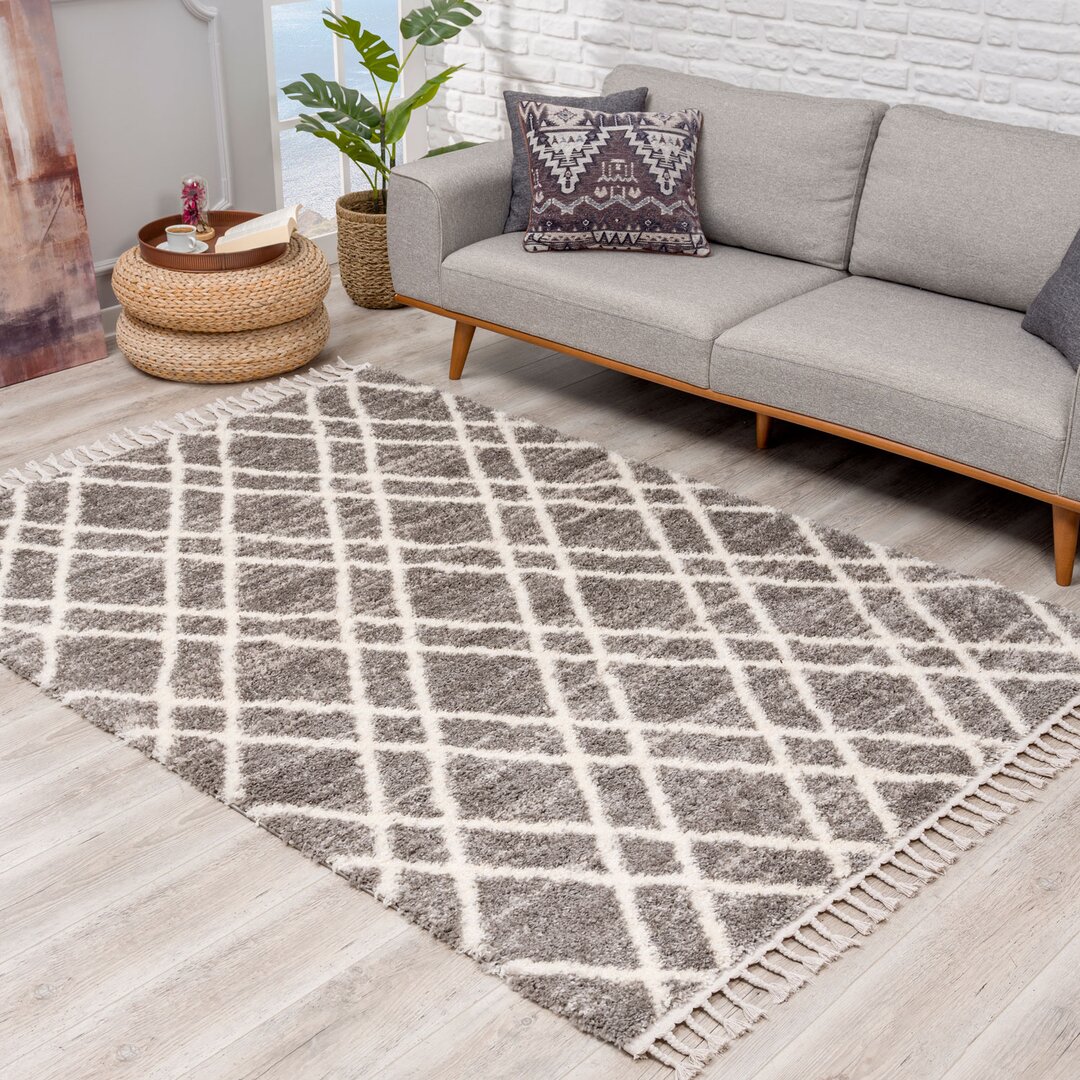 Teppich Pulpy 540 Shaggy Hochflor Modern Skandi-Stil Grau Creme Teppiche Wohnzimmer Farnsworth