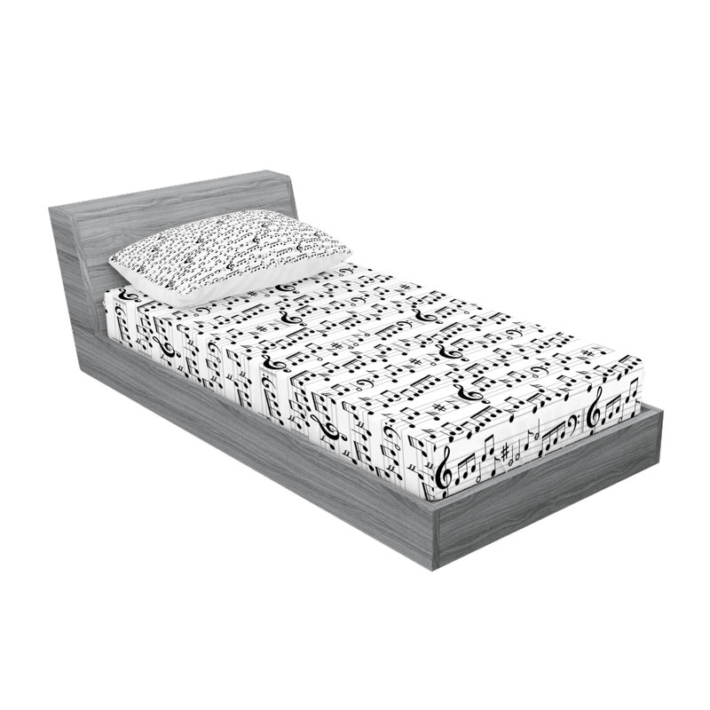 Drap-housse et coussin décoratif Ambesonne, Ensemble de draps pour lit simple + 3 pièces supp