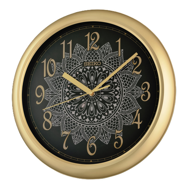 QHA018GLH Traditional Wall Clock, Gold, Black