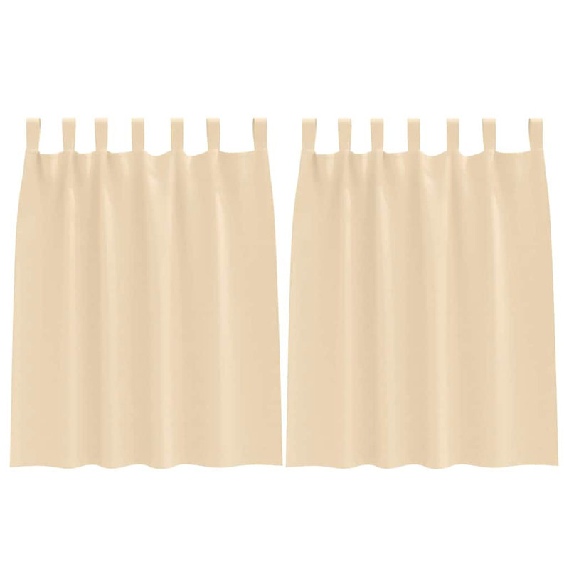 Curtains With Curtains 2 Pcs Polyester, Cream, 140cm Width x 140cm Drop