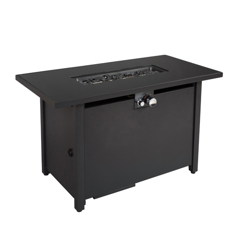 Table de foyer d'extérieur en acier avec couvercle H 25 po x l 42 po